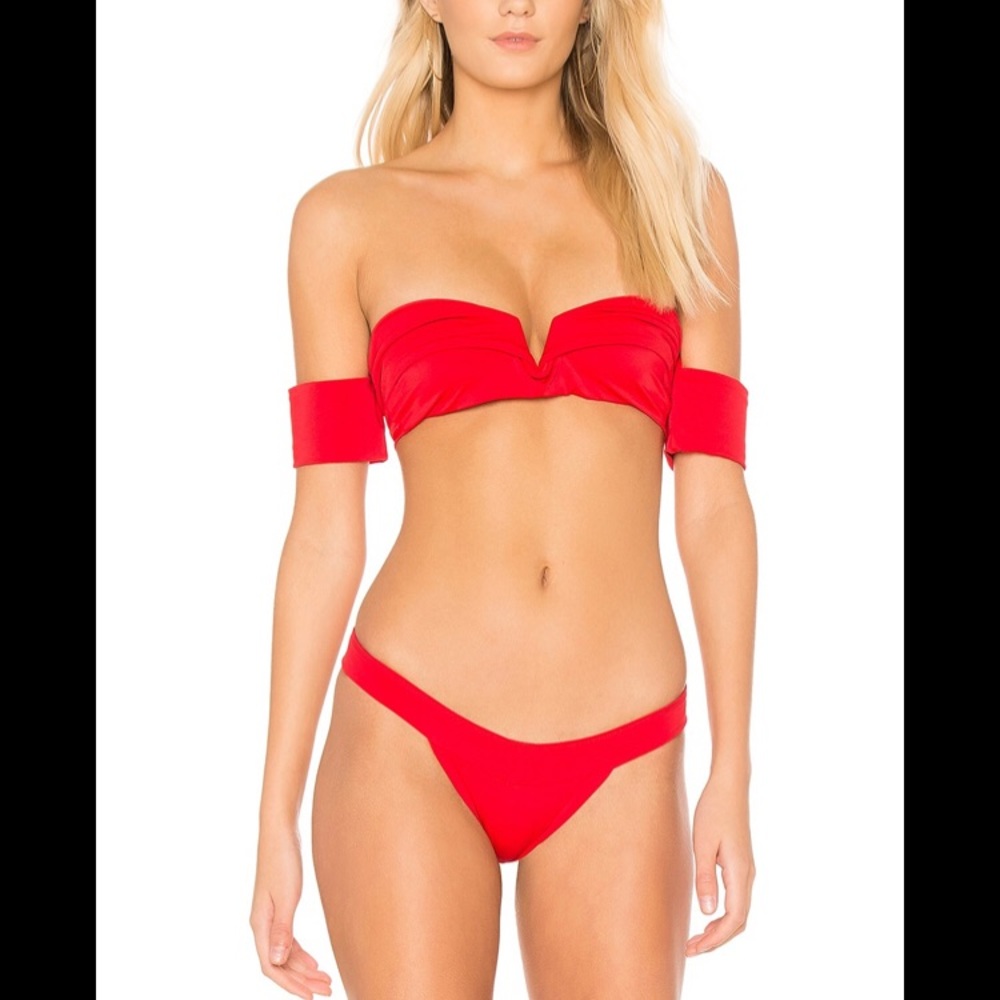 Skye & Staghorn red wrap bikini top only